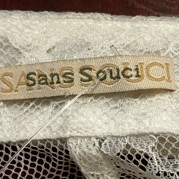 Vintage Sans Souci White Sheer Lace Blouse Sz L /G Classics BOHO Long sleeve - Picture 6 of 7